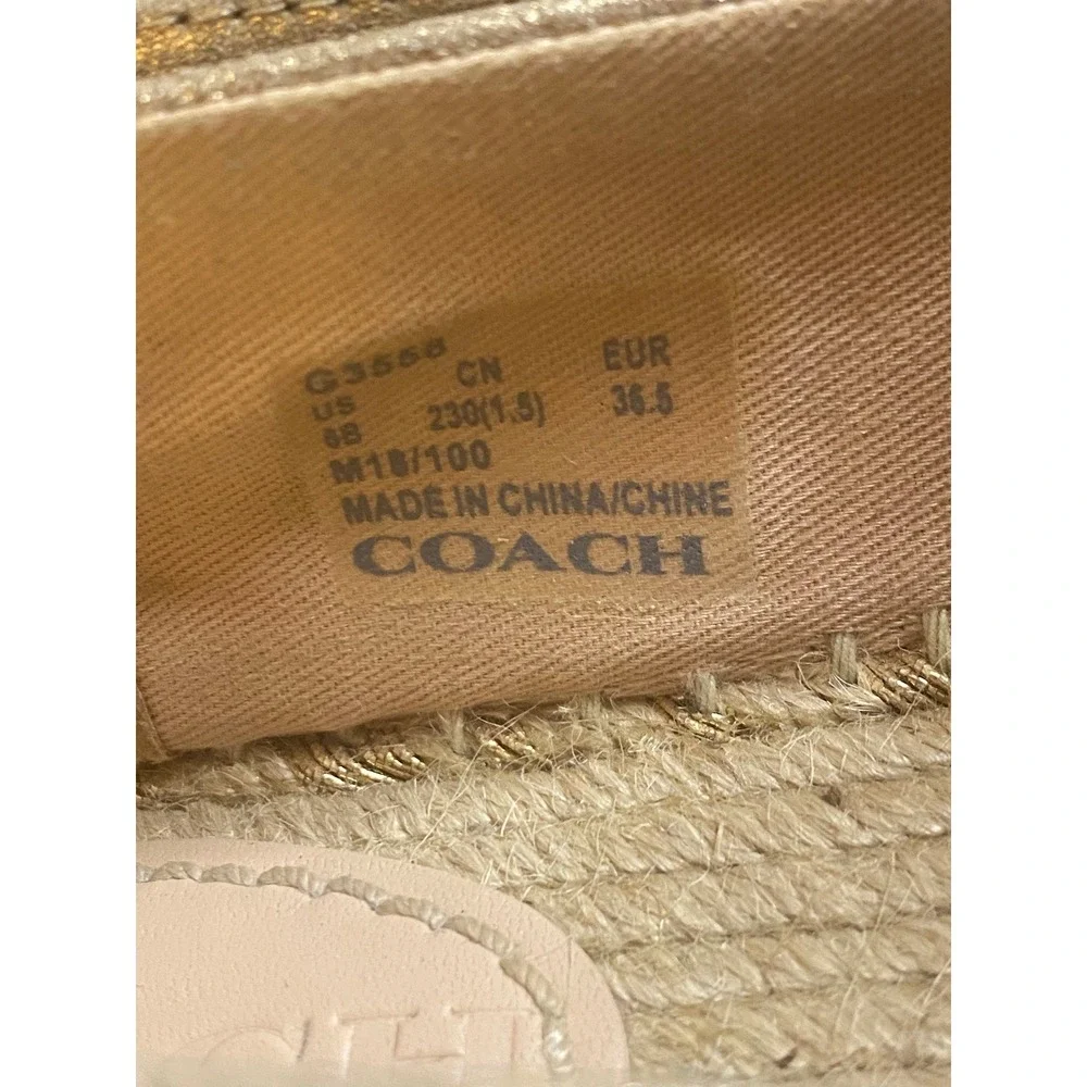 Coach Casey Espadrille Flats Metallic Leather Rose Gold Womens Shoes Size 6B